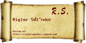 Rigler Sándor névjegykártya