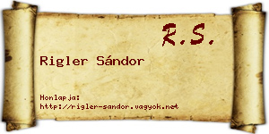 Rigler Sándor névjegykártya